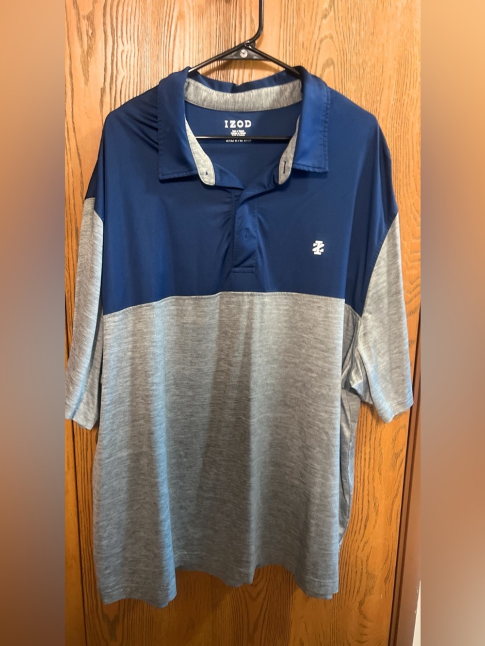 IZOD Advantage Performance Stretch Blue Gray Polo Shirt Mens 3XL Short Sleeve